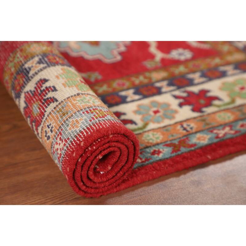 Traditional Red Kazak Accent Rug Hand-Knotted Oriental Wool Carpet - 2'9" x 4'2"