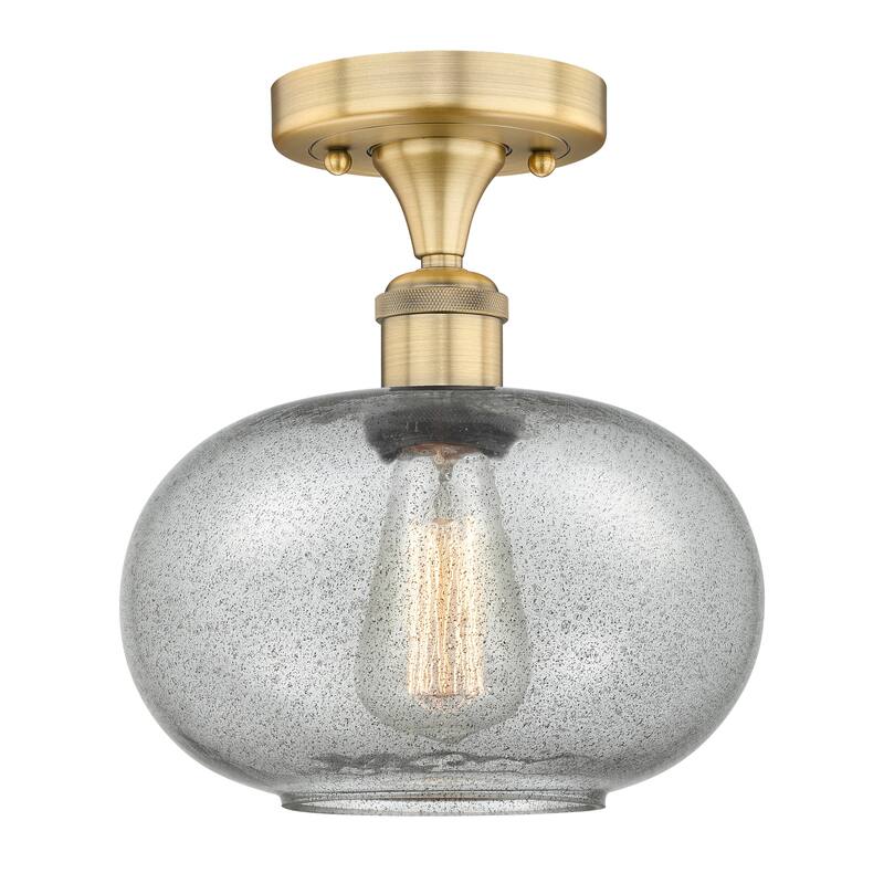 Innovations Lighting Edison Gorham - 1 Light 10" Semi-Flush Mount - Brushed Brass/Charcoal