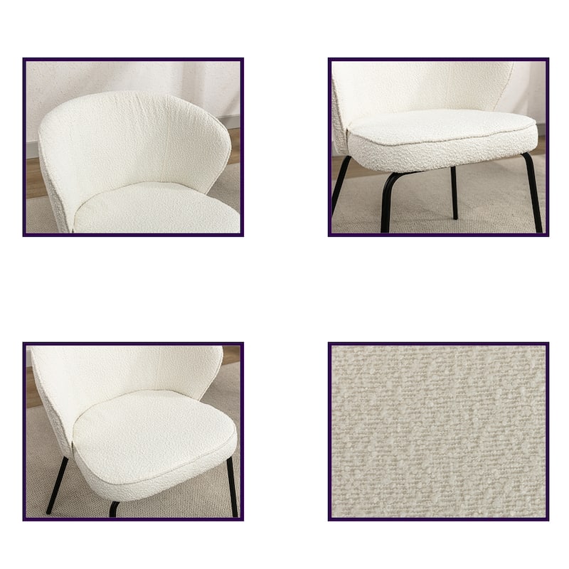 Set of 2 Boucle Fabric Dining Chairs