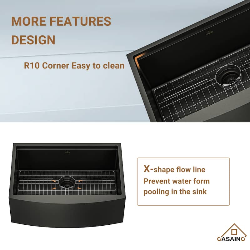 Stainless Steel 30 in. Single Bowl Farmhouse Apron Workstation Kitchen Sink with Brushed Nickel Faucet and Accessories