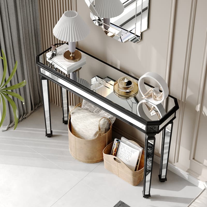 GDF Studio - Rutherford Art Deco Wood and Glass Console Table