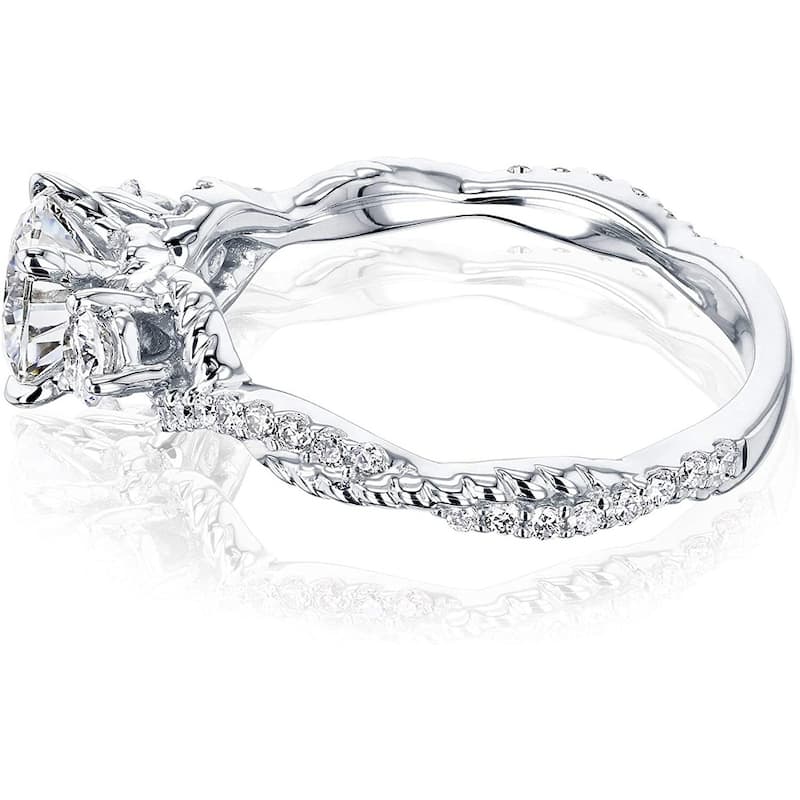 Annello by Kobelli Cobra 14k White Gold 3 Stone Diamond Engagement Ring (HI/I, GH/I)