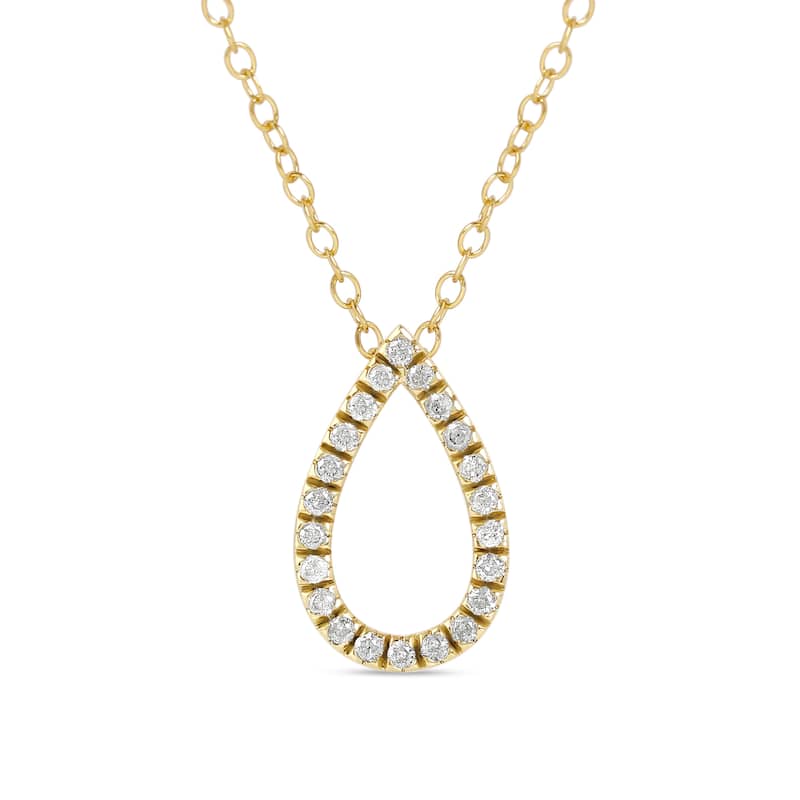 1/6ct - 1ct TDW 14K Gold Open Pear Diamond Pendant Necklace for Women