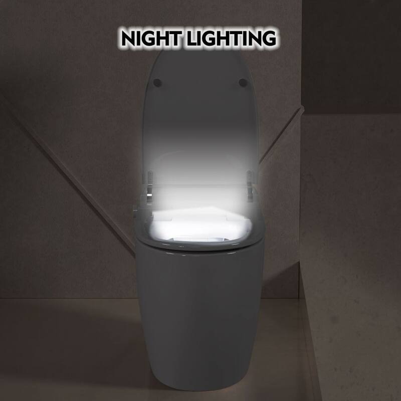 CASAINC 1-Piece 1.28 GPF Automatic Flush Elongated Heated Seat Smart Toilet in White with Foot Sensor Flush