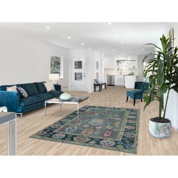 Oushak Style Area Rug Hand-Knotted Wool Carpet - 5'0" x 8'1"
