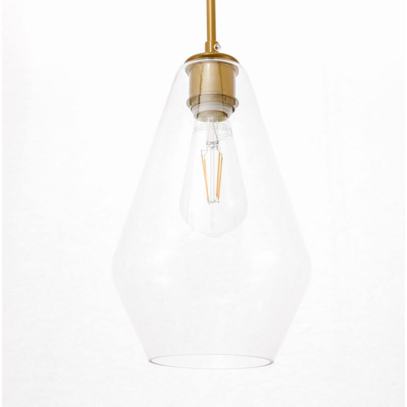 Elegant Lighting Gene Single Light 7" Wide Mini Pendant with Clear - Brass