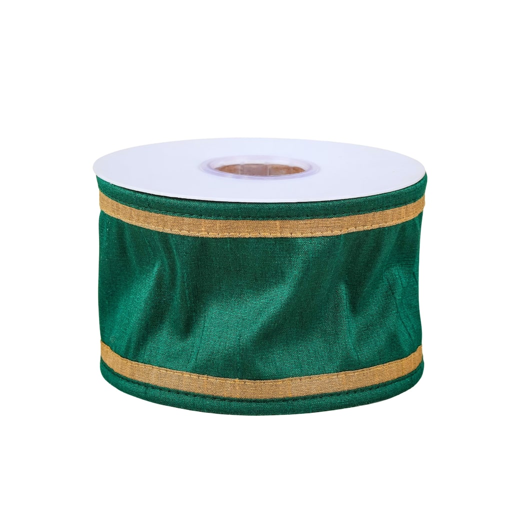 National Tree Company 3 in. HGTV Home Collection Dupioni Double Side Piping Ribbon - 3 in