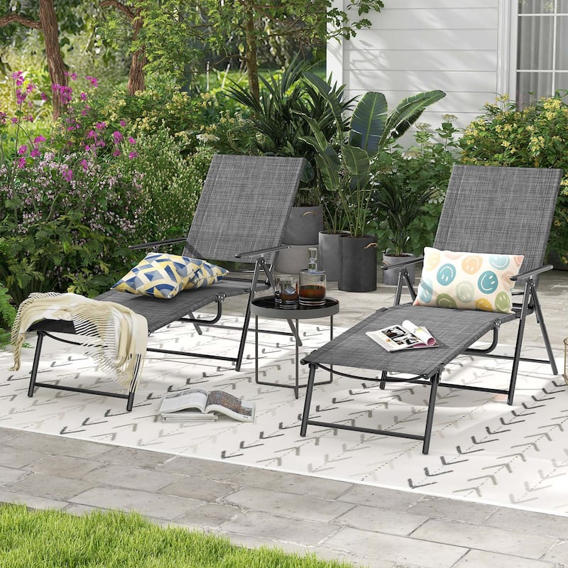 Costway 2 Piece Patio Folding Chaise Lounge Chairs with 6-Level - See Details