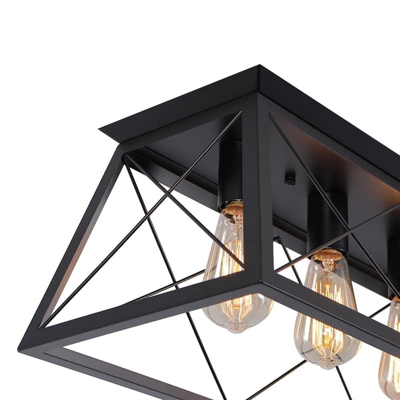 Farmhouse 5-Light Trapezoidal Cage Iron Ceiling Light