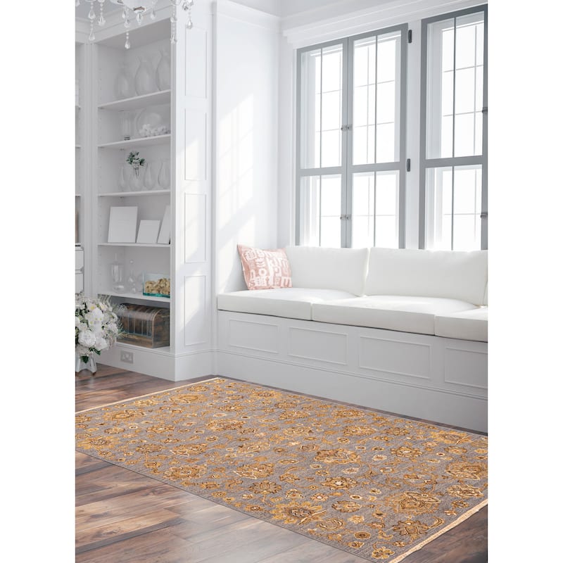 ECARPETGALLERY Flat-Weave Lahor Finest Dark Grey Wool Tapestry Kilim - 4'9 x 7'10