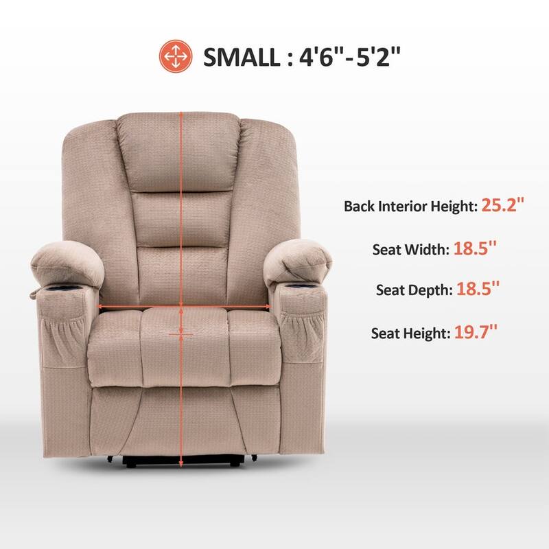 MCombo Small Power Lift Recliner Chair with Massage and Heat for Short Elderly People, Fabric 7569