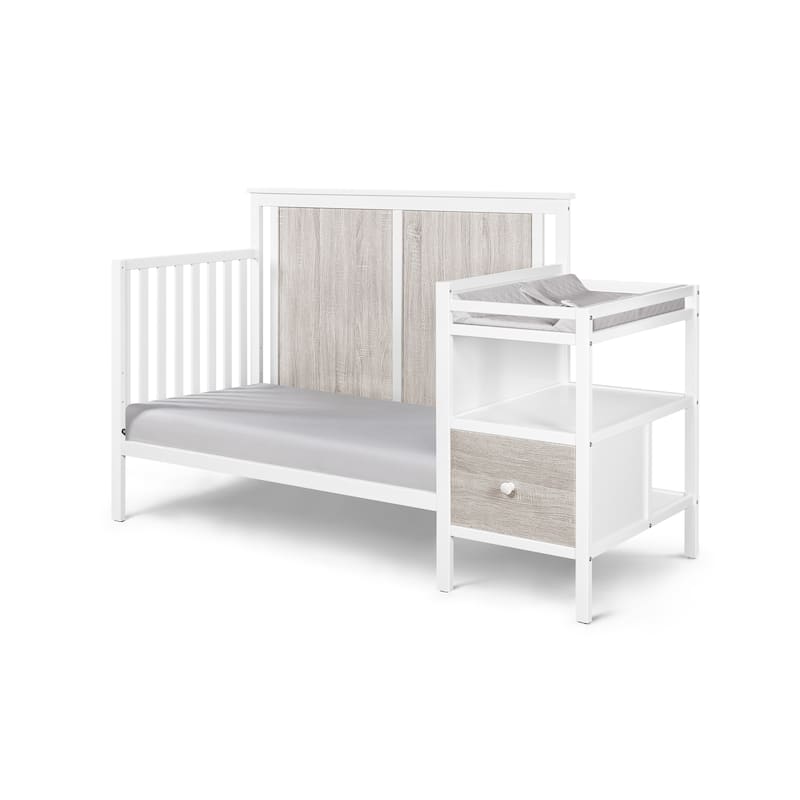 Connelly 4-in-1 Crib and Changer Combo White/Rockport Gray - White+gray