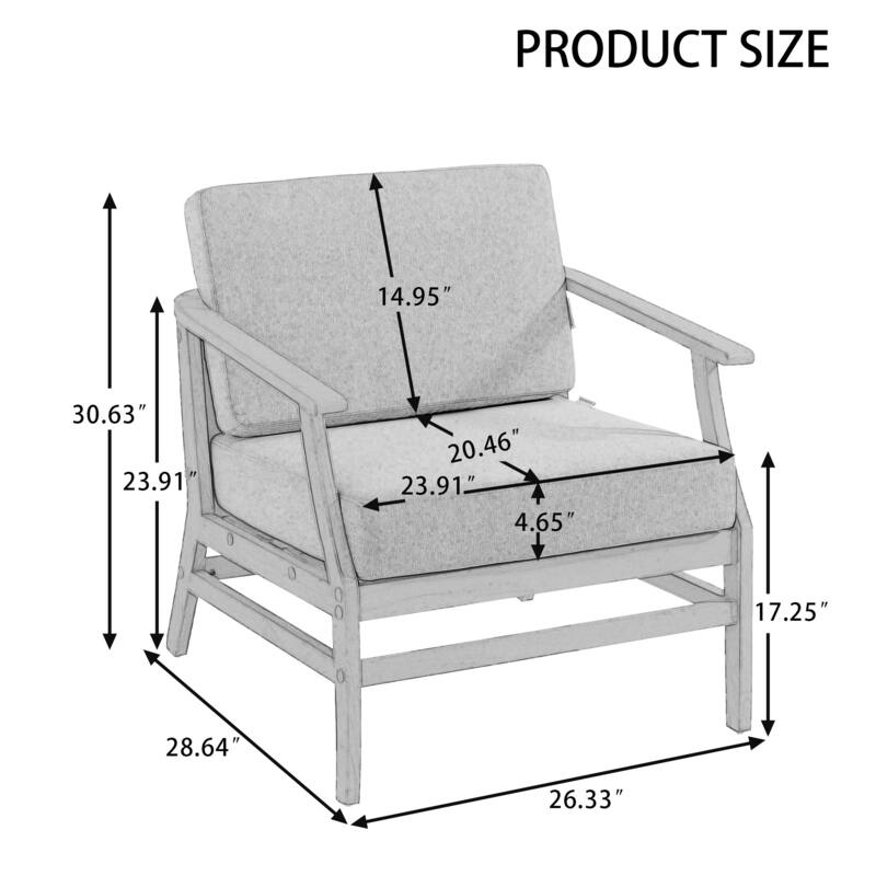 Outdoor Teak Wood Club Chairs with Cushions (Set of 2)