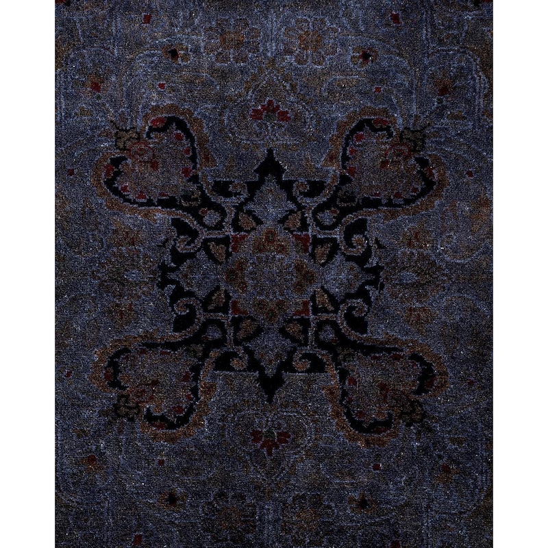 Overton Hand Knotted Wool Vintage Inspired Modern Contemporary Overdyed Gray Area Rug - 4' 8" x 6' 8"