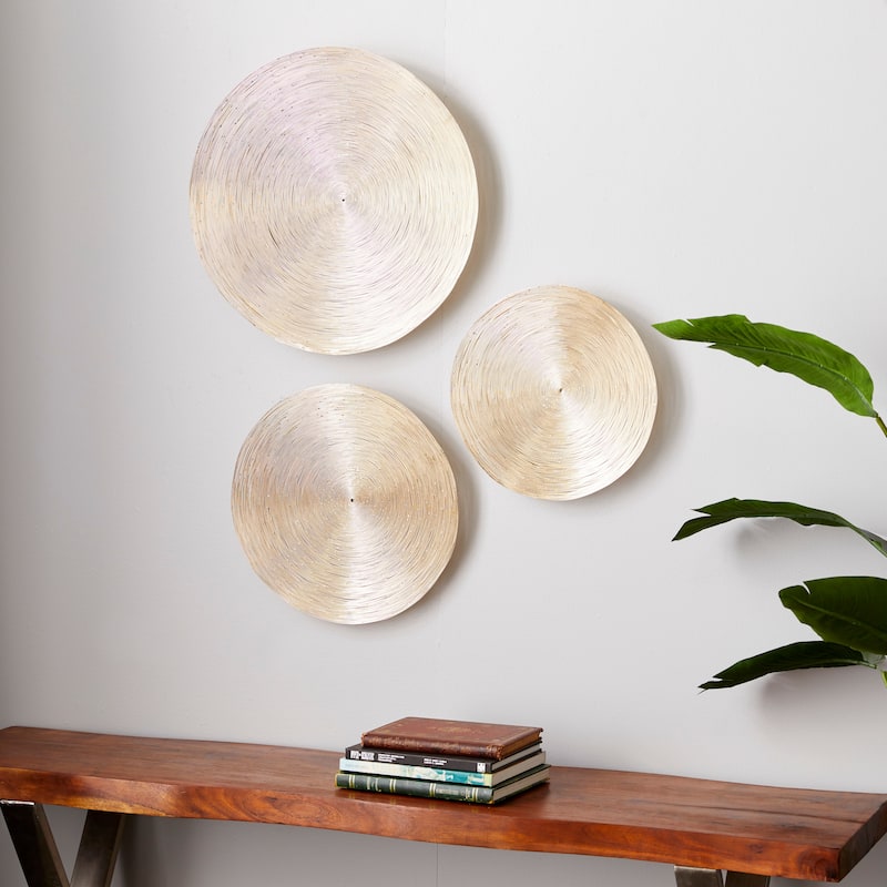 Metal Plate Radial Wall Decor - Set of 3 Brown - Roche River Decor