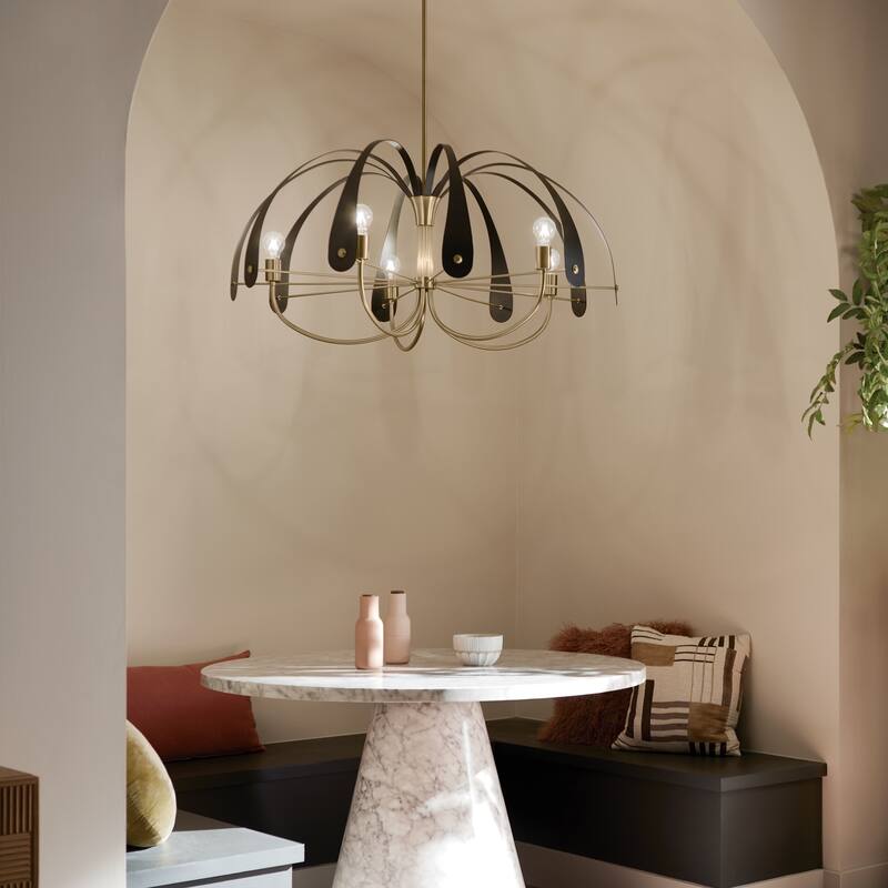 Kichler Lighting Petal 42.5 in. 5-Light Champagne Bronze with Black or White Accent Chandelier