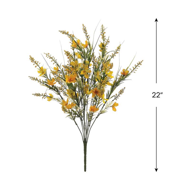 Cosmos and Astilbe Artificial Floral Spray - 22" - Yellow