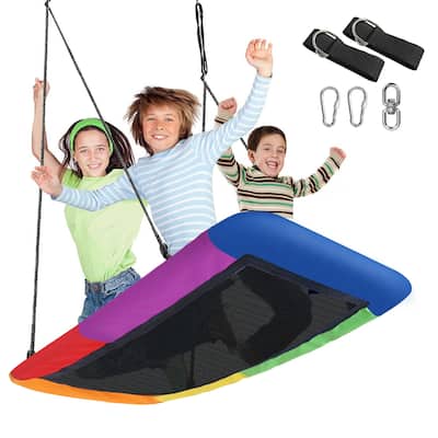 Saucer Tree Swing, Giant Outdoor Rectangle Platform Swing for Kids, Water Proof, Up to 700 lbs