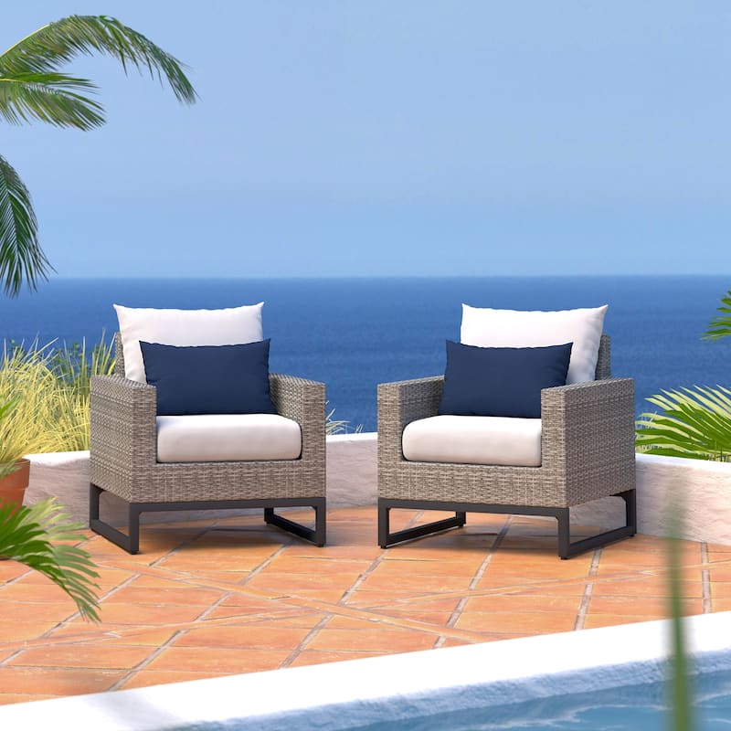 Milo Grey 2 Piece Sunbrella Outdoor Patio Club Chairs