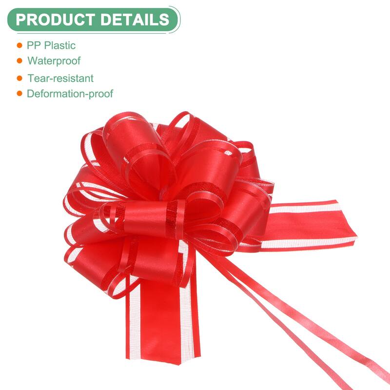 10pcs Large Pull Bow 6 Inch Bows for Wedding Baskets Decorations - Red