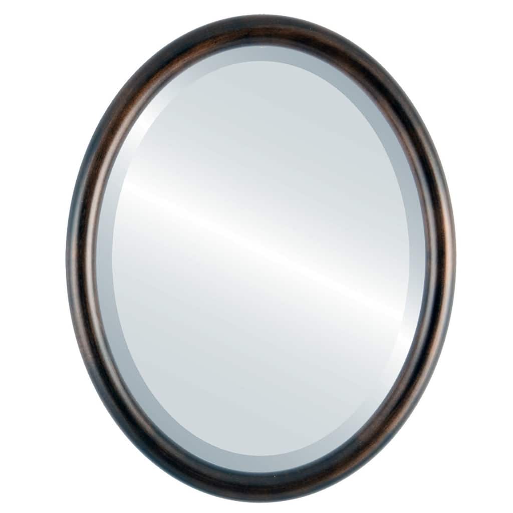 Pasadena Framed Oval Mirror in Rubbed Bronze - Antique Bronze