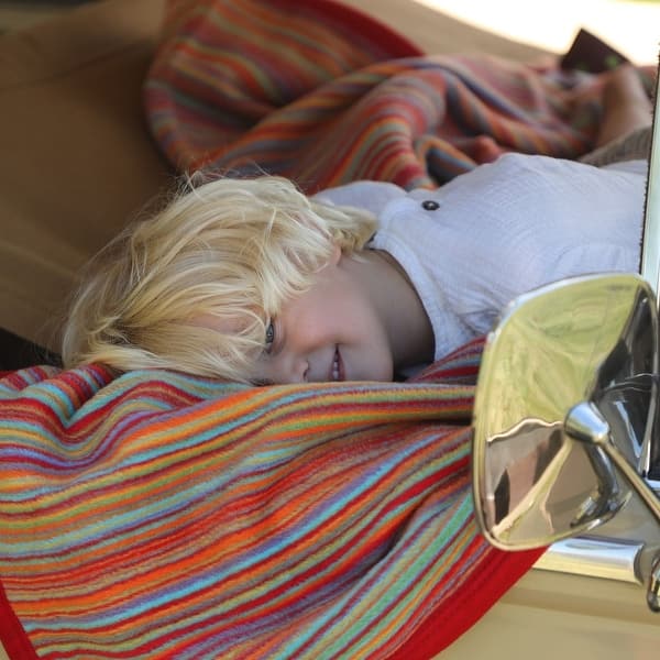 slide 2 of 5, IBENA Bright Rainbow Throw and Kids Size 39Wx59L - Rainbow