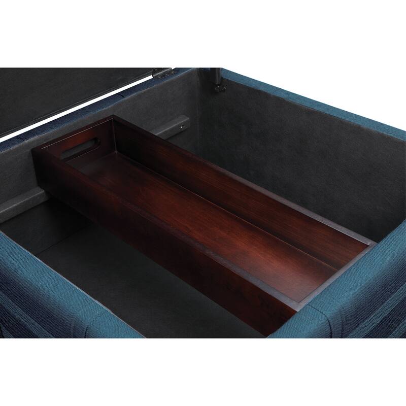 Detour Strap Square Storage Ottoman in Faux Leather