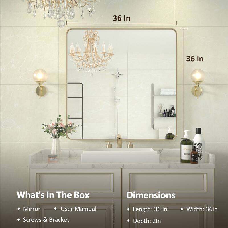Rectangle Bathroom Mirror for Vanity Wall Mounted Vertical Horizontal Makeup Mirror