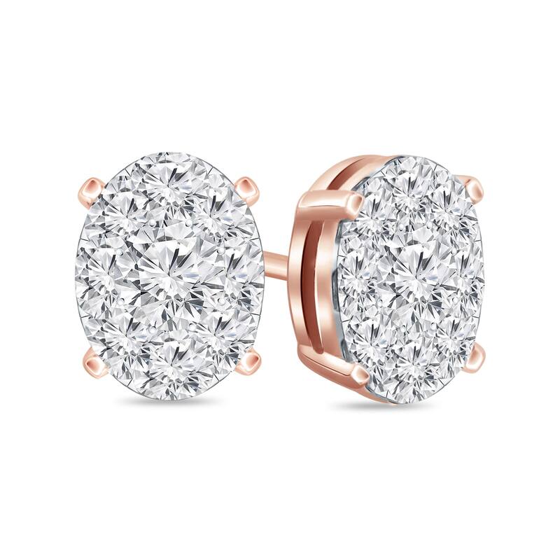 Auriya 14k Gold 3/4ctw Oval Pave Diamond Stud Earrings