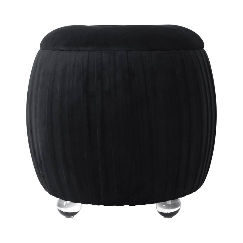 Backless Storage Stool with Velvet Upholstery - Accent for Living Room Home Decor