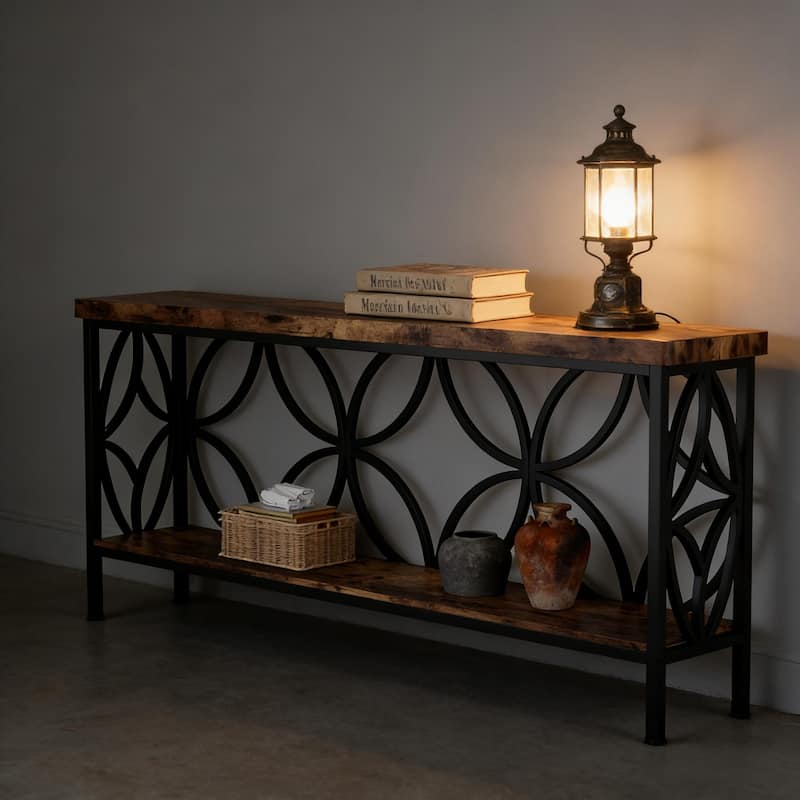 Industrial 2-Tier Console Table - Sofa & Coffee Table