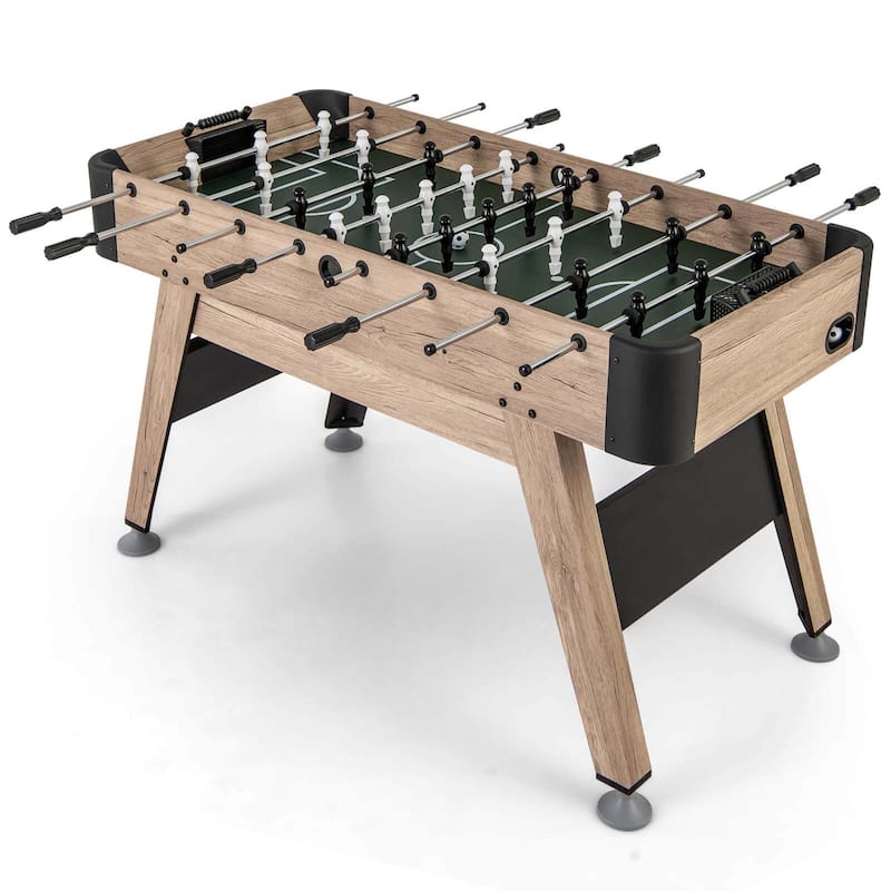 54'' Foosball Table Wooden Soccer Game Table w/ 2 Balls - Brown