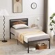 preview thumbnail 3 of 6, VECELO Metal and wood Platform Kids Bed Frame,Twin Size Bed Set of 2