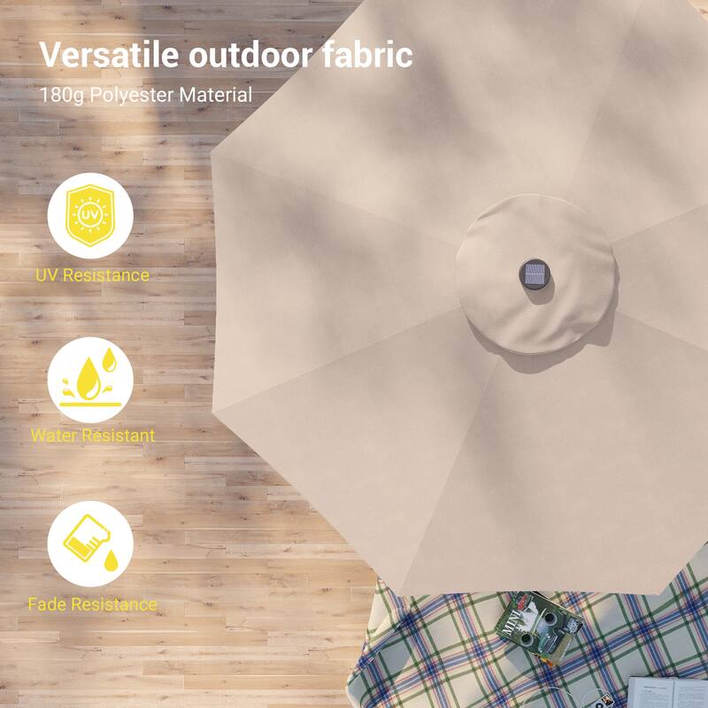 BONOSUKI LED Patio 9Ft Market Umbrella,Outside Deck Table Umbrella