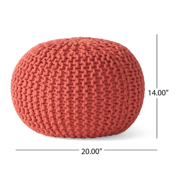 dimension image slide 3 of 9, Moro Handcrafted Modern Cotton Pouf by Christopher Knight Home
