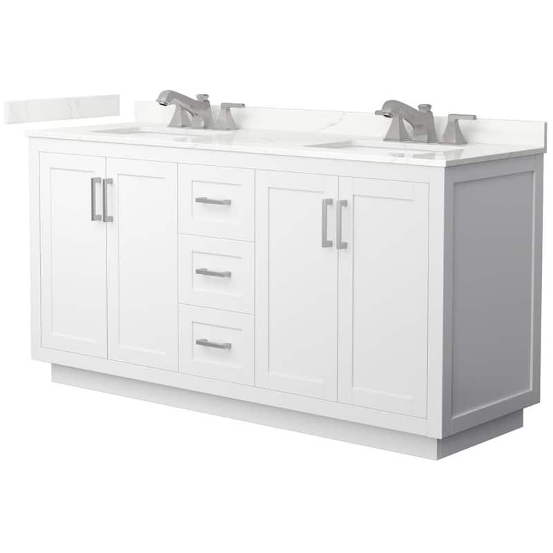 Wyndham Collection WCF292966D-QTZ-US3MXX Miranda 66" Free Standing - White / Giotto Quartz Top / Brushed Nickel