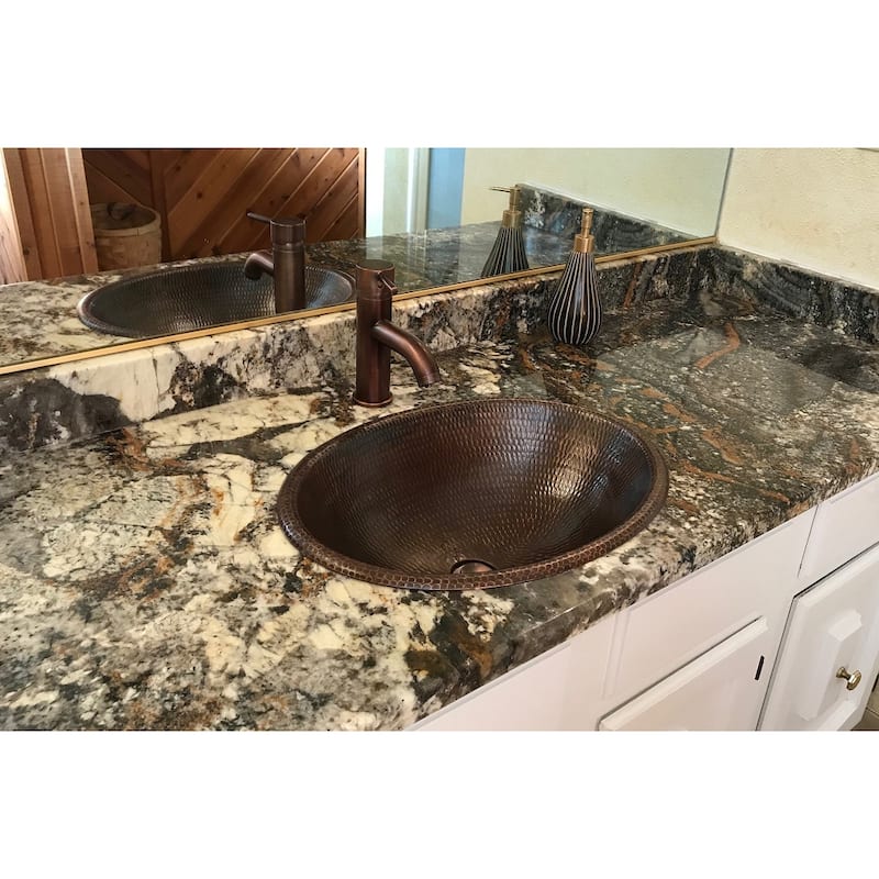 19-in Oval Self Rimming Hammered Copper Sink (LO19RDB)