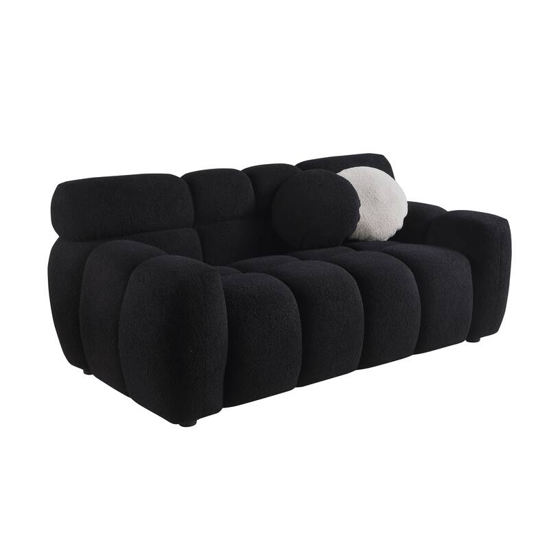 64.96 length ,35.83" deepth ,human body structure for USA people, marshmallow sofa,boucle sofa ,2 seater, BEIGE BOUCLE