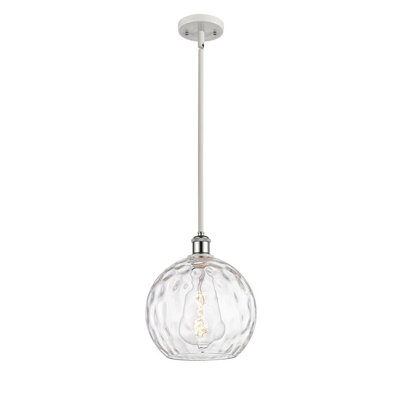 Innovations Lighting Athens Water Glass 1 Light 10" Mini Pendant - White and Polished Chrome