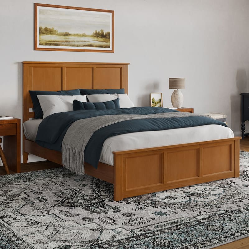 Charlotte Solid Wood Low Profile Platform Bed with Matching Footboard - Light Toffee - Queen