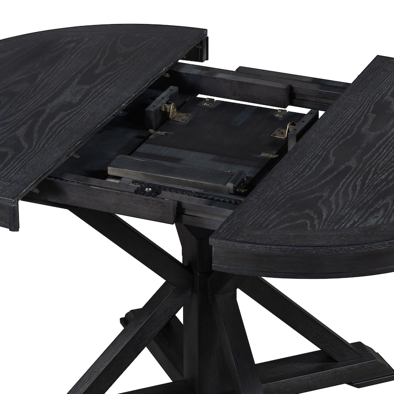 Retro Functional Extendable Dining Table with a 12" Leaf for Dining Room and Living Room