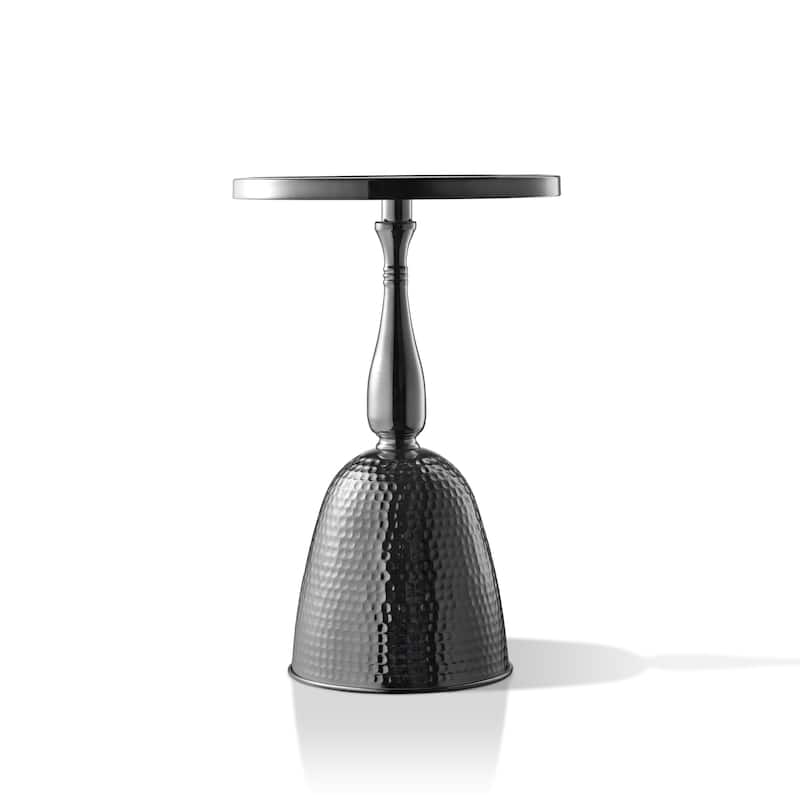 DH LUX Modern 16-inch Metal Round End Table with Pedestal Base by Denhour