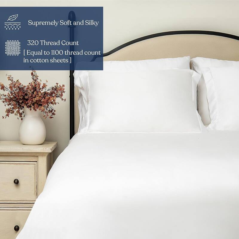 Delara 100% Eucalyptus Lyocell Tencel Fitted Sheet & Pillowcases, Naturally Cooling, Moisture-Wicking, Smooth & Breathable