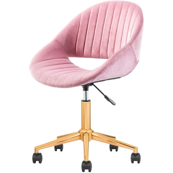 Pink Plush Velvet Office Chair with Gold Base Bed Bath Beyond