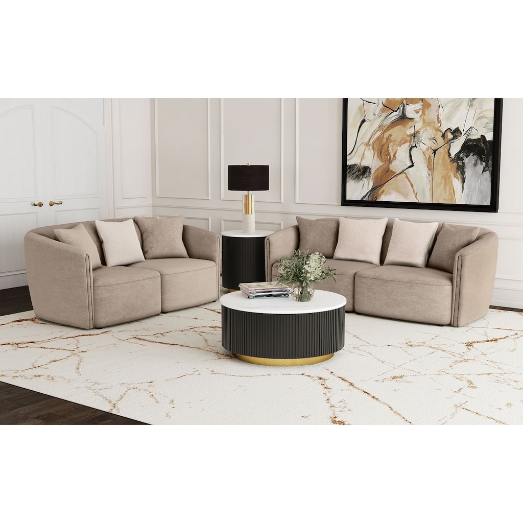 Townsend Chenille Upholstered Sofa Set Latte