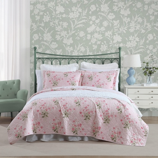 Laura Ashley Veronicas Bouquet 2-Piece 100% Cotton Quilt Set - On