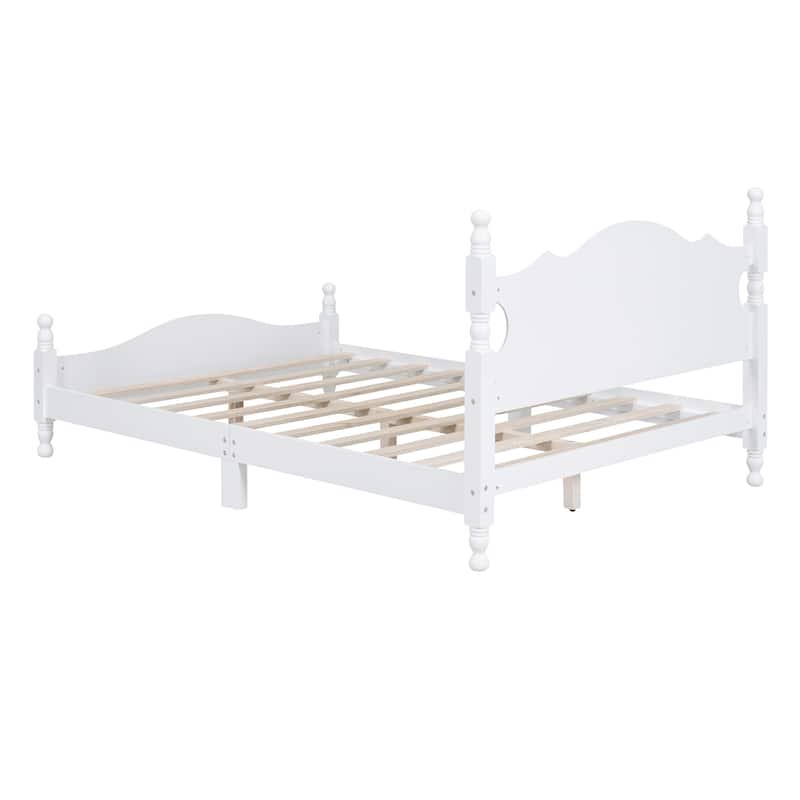 Retro Pine Wood Platform Bed
