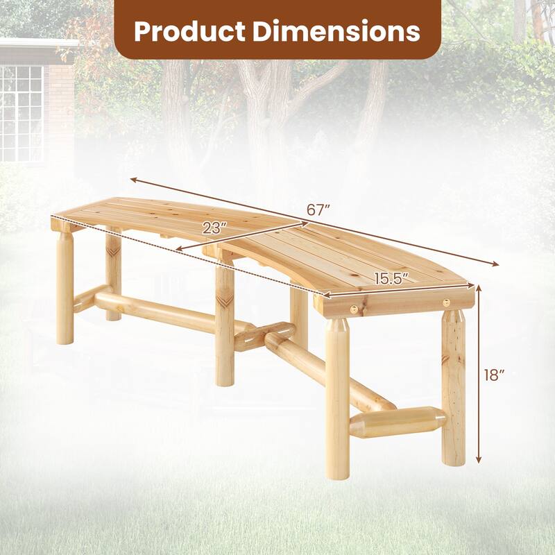 Gymax 2PCS Patio Curved Bench for 2-3 People Outdoor Loveseat for