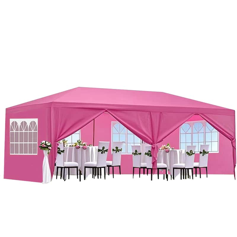 10 x 20 Wedding Party Canopy Tent Outdoor Gazebo with 6 Removable Sidewalls - Pink