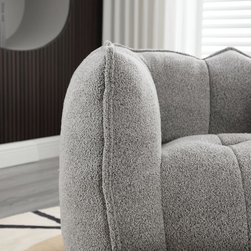 Grey Modern 42.5" Chenille Upholstered Buttons Tufted Accent Chair with Ottoman for Living Room